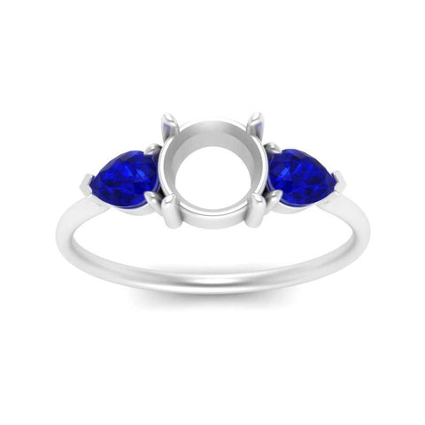 Semi Mount Pear Three Stone Ring