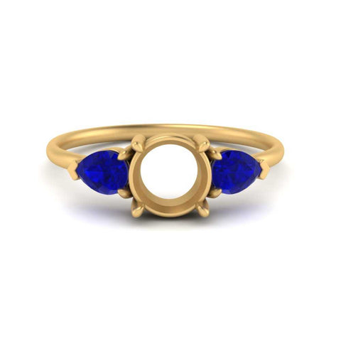 Semi Mount Pear Three Stone Ring