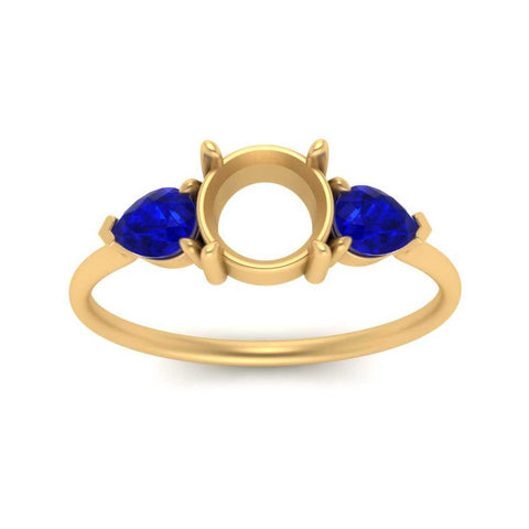 Semi Mount Pear Three Stone Ring