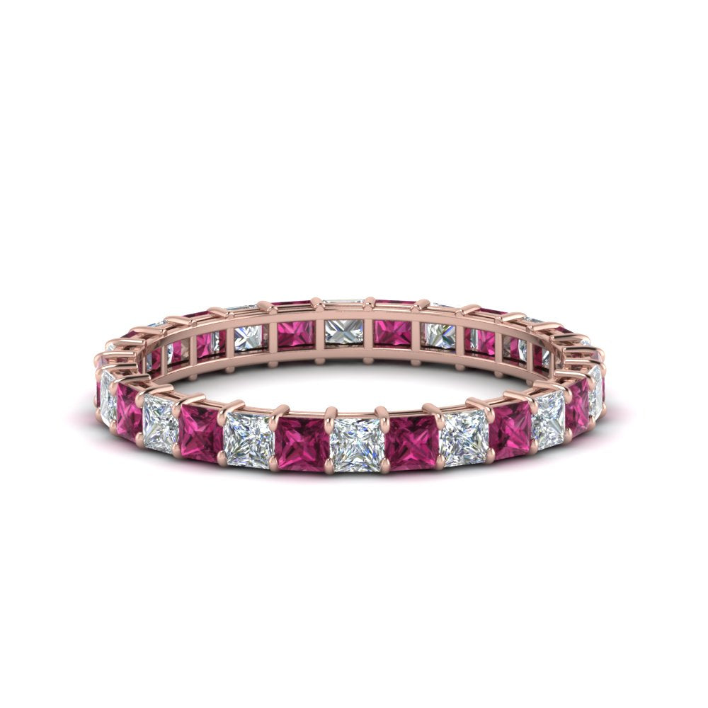 classic-princess-cut-diamond-eternity-ring-2-carat-with-pink-sapphire-in-rose-gold-FDEWB8675PR-2.0CTGSADRPI-NL-RG
