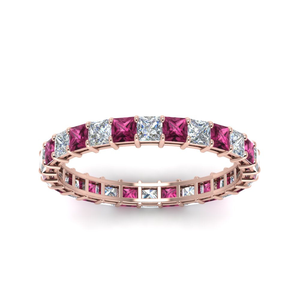 classic-princess-cut-diamond-eternity-ring-2-carat-with-pink-sapphire-in-rose-gold-FDEWB8675PR-2.0CTGSADRPIANGLE5-NL-RG
