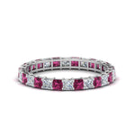 Load image into Gallery viewer, classic-princess-cut-diamond-eternity-ring-2-carat-with-pink-sapphire-in-white-gold-FDEWB8675PR-2.0CTGSADRPI-NL-WG
