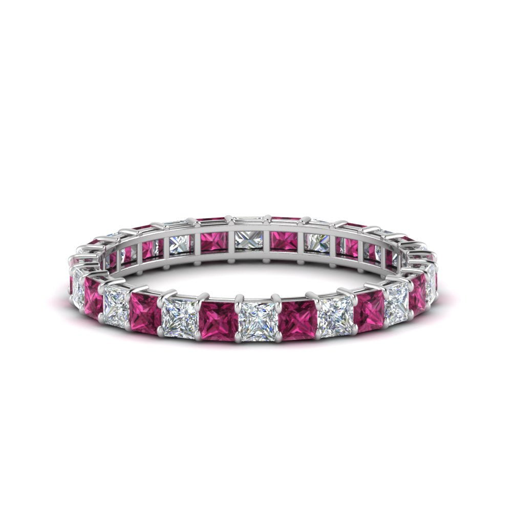 classic-princess-cut-diamond-eternity-ring-2-carat-with-pink-sapphire-in-white-gold-FDEWB8675PR-2.0CTGSADRPI-NL-WG
