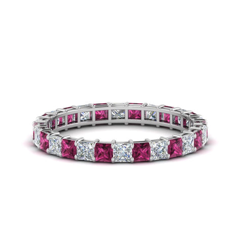 classic-princess-cut-diamond-eternity-ring-2-carat-with-pink-sapphire-in-white-gold-FDEWB8675PR-2.0CTGSADRPI-NL-WG