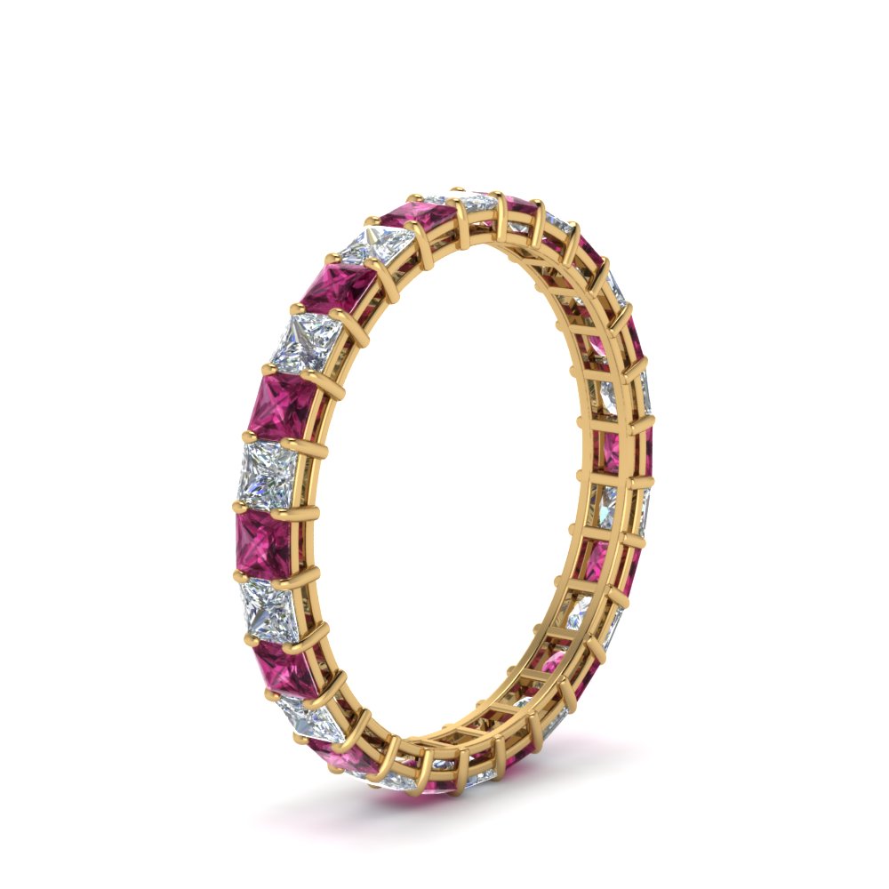classic-princess-cut-diamond-eternity-ring-2-carat-with-pink-sapphire-in-yellow-gold-FDEWB8675PR-2.0CTGSADRPIANGLE2-NL-YG