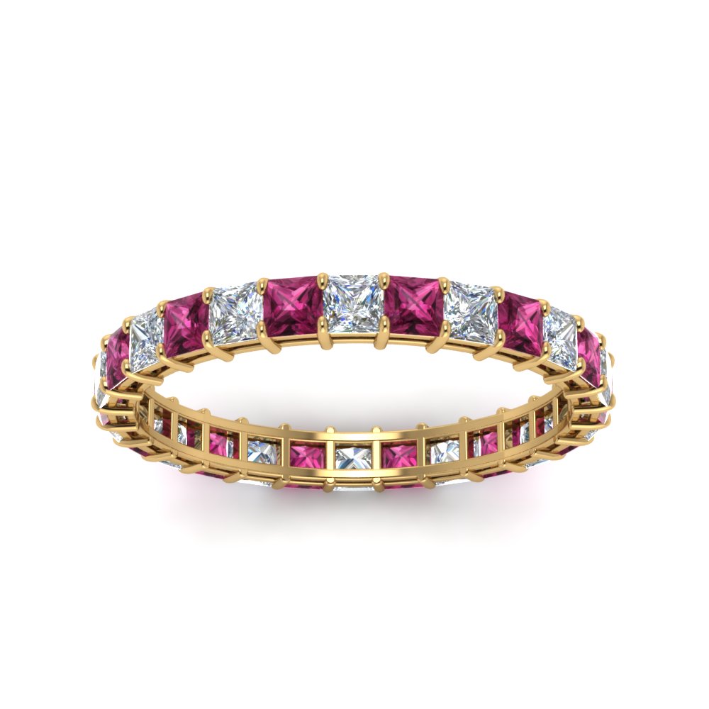 classic-princess-cut-diamond-eternity-ring-2-carat-with-pink-sapphire-in-yellow-gold-FDEWB8675PR-2.0CTGSADRPIANGLE5-NL-YG