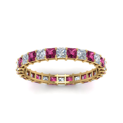 classic-princess-cut-diamond-eternity-ring-2-carat-with-pink-sapphire-in-yellow-gold-FDEWB8675PR-2.0CTGSADRPIANGLE5-NL-YG