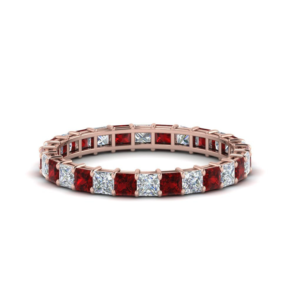 classic-princess-cut-diamond-eternity-ring-2-carat-with-ruby-in-rose-gold-FDEWB8675PR-2.0CTGRUDR-NL-RG