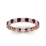Load image into Gallery viewer, classic-princess-cut-diamond-eternity-ring-2-carat-with-ruby-in-rose-gold-FDEWB8675PR-2.0CTGRUDRANGLE5-NL-RG
