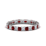 Load image into Gallery viewer, classic-princess-cut-diamond-eternity-ring-2-carat-with-ruby-in-white-gold-FDEWB8675PR-2.0CTGRUDR-NL-WG

