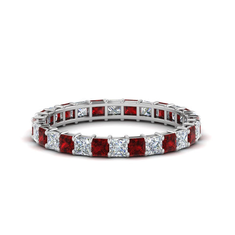 classic-princess-cut-diamond-eternity-ring-2-carat-with-ruby-in-white-gold-FDEWB8675PR-2.0CTGRUDR-NL-WG