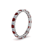 Load image into Gallery viewer, classic-princess-cut-diamond-eternity-ring-2-carat-with-ruby-in-white-gold-FDEWB8675PR-2.0CTGRUDRANGLE2-NL-WG
