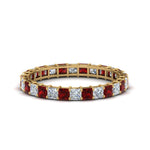 Load image into Gallery viewer, classic-princess-cut-diamond-eternity-ring-2-carat-with-ruby-in-yellow-gold-FDEWB8675PR-2.0CTGRUDR-NL-YG
