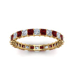 Load image into Gallery viewer, classic-princess-cut-diamond-eternity-ring-2-carat-with-ruby-in-yellow-gold-FDEWB8675PR-2.0CTGRUDRANGLE5-NL-YG
