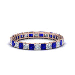 Load image into Gallery viewer, classic-princess-cut-diamond-eternity-ring-2-carat-with-sapphire-in-rose-gold-FDEWB8675PR-2.0CTGSABL-NL-RG
