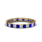 Load image into Gallery viewer, classic-princess-cut-diamond-eternity-ring-2-carat-with-sapphire-in-yellow-gold-FDEWB8675PR-2.0CTGSABL-NL-YG
