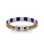 Load image into Gallery viewer, classic-princess-cut-diamond-eternity-ring-2-carat-with-sapphire-in-yellow-gold-FDEWB8675PR-2.0CTGSABLANGLE5-NL-YG
