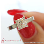 Load image into Gallery viewer, classic-princess-cut-solitaire-ring-with-intricate-milgrain-in-white-gold-FDENR8985-5