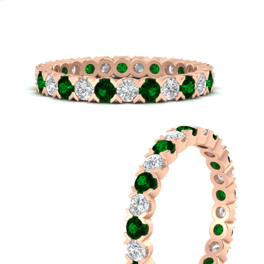 classic-round-cut-diamond-and-emerald-1.30-carat-bezel-set-eternity-wedding-band-in-rose-gold-FD8072ROBGEMGRANGLE3-1.30CT-NL-RG?v=1751956563
