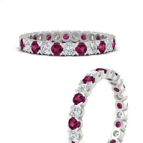 classic-round-cut-diamond-and-pink-sapphire-1.30-carat-bezel-set-eternity-wedding-band-in-white-gold-FD8072ROBGSADRPIANGLE3-1.30CT-NL-WG?v=1751956565