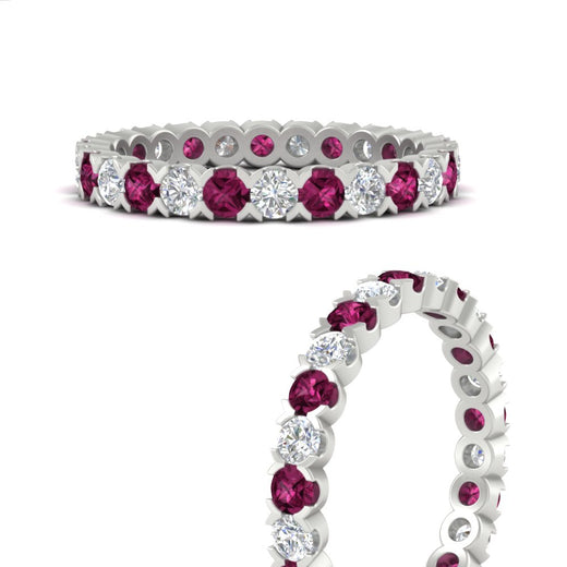 classic-round-cut-diamond-and-pink-sapphire-1.30-carat-bezel-set-eternity-wedding-band-in-white-gold-FD8072ROBGSADRPIANGLE3-1.30CT-NL-WG?v=1751956565