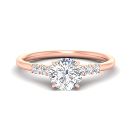 Round Cut Lab Diamond Cathedral Engagement Ring
