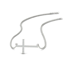 Classic Sideways Cross Diamond Necklace