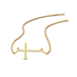 Classic Sideways Cross Diamond Necklace