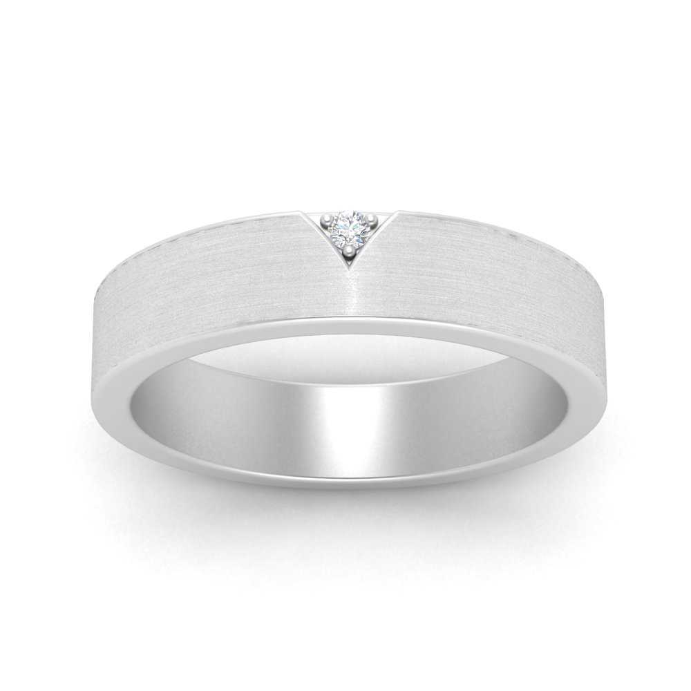 Classic V Shaped Solitaire Stone Mens Band