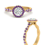 Load image into Gallery viewer, classic-vine-halo-round-purple-topaz-engagement-ring-in-yellow-gold-FD9126RORGVITOANGLE3-NL-YG?v=1757924865
