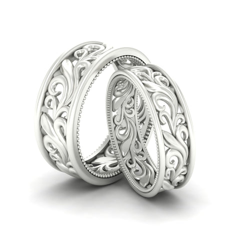Classic Vintage Filigree Wedding Ring for Him & Her