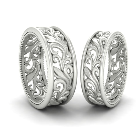 Classic Vintage Filigree Wedding Ring for Him & Her