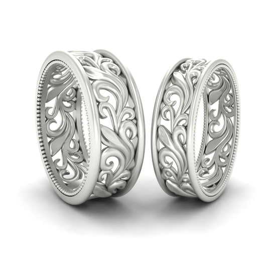 Classic Vintage Filigree Wedding Ring for Him & Her