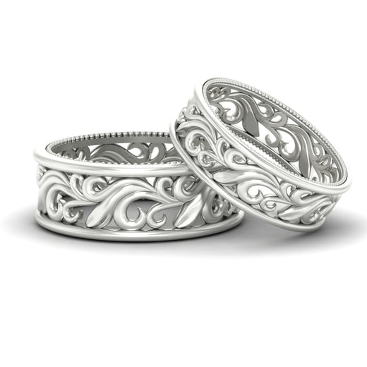 Classic Vintage Filigree Wedding Ring for Him & Her
