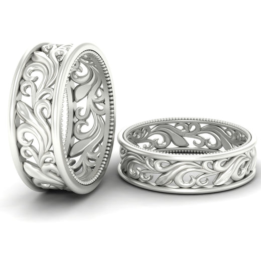 Classic Vintage Filigree Wedding Ring for Him & Her