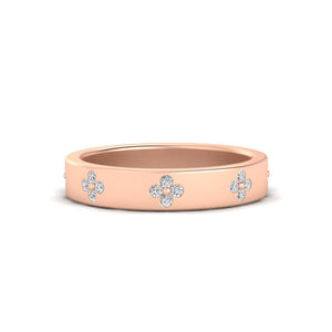 Clover Leaf Flower Diamond Nature Inspired Band