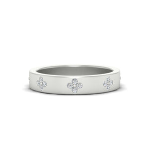 Clover Leaf Flower Diamond Nature Inspired Band