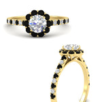 Load image into Gallery viewer, colored-black-diamond-round-halo-diamond-ring-in-yellow-gold-FD10218RORGBLACKANGLE3-NL-YG
