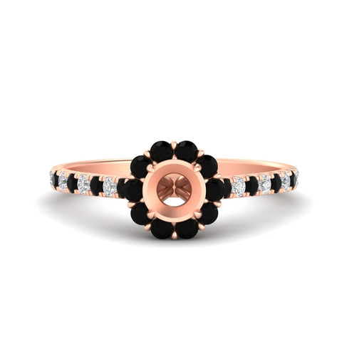 Semi Mount Flower Round Halo Diamond Ring