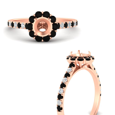 Semi Mount Flower Round Halo Diamond Ring