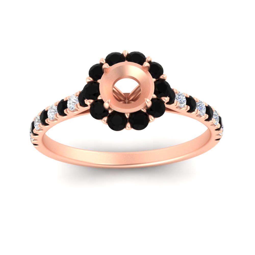 Semi Mount Flower Round Halo Diamond Ring