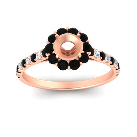 Semi Mount Flower Round Halo Diamond Ring