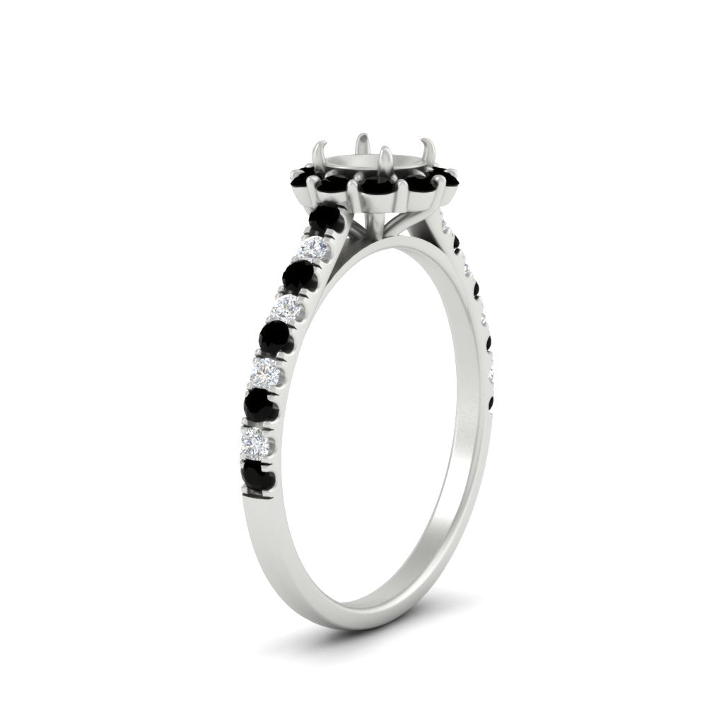 Semi Mount Flower Round Halo Diamond Ring
