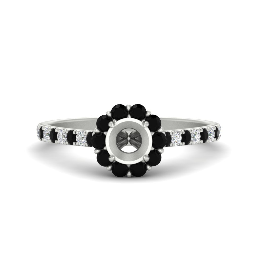 Semi Mount Flower Round Halo Diamond Ring