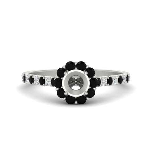 Semi Mount Flower Round Halo Diamond Ring