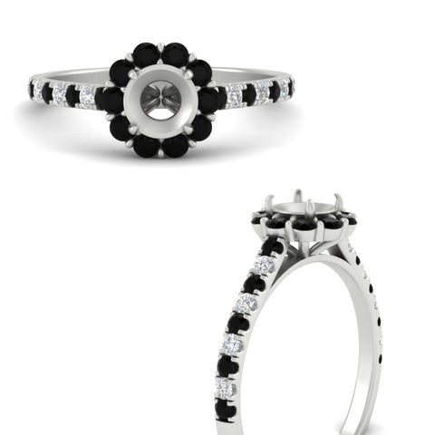 Semi Mount Flower Round Halo Diamond Ring