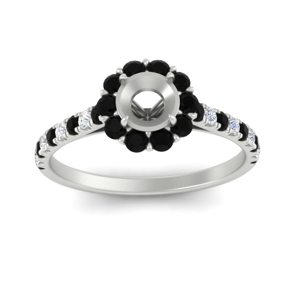 Semi Mount Flower Round Halo Diamond Ring