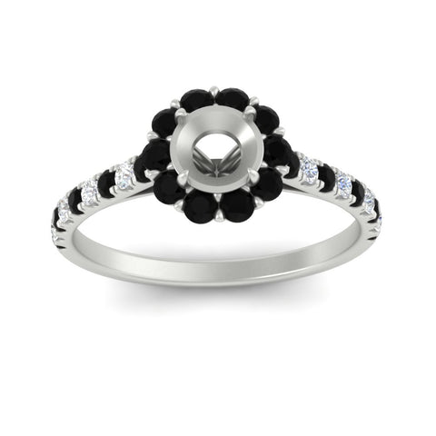 Semi Mount Flower Round Halo Diamond Ring