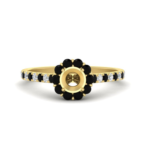 Semi Mount Flower Round Halo Diamond Ring
