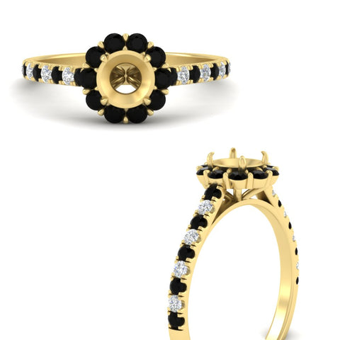 Semi Mount Flower Round Halo Diamond Ring